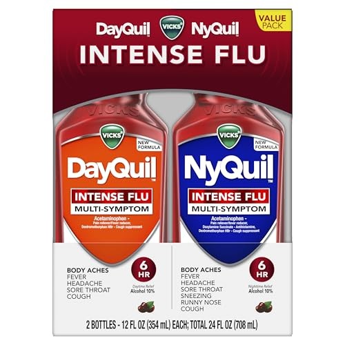 Vicks Intense Flu Warming Combo Syrup - Acetaminophen - Black Cherry - 24 Fl Oz