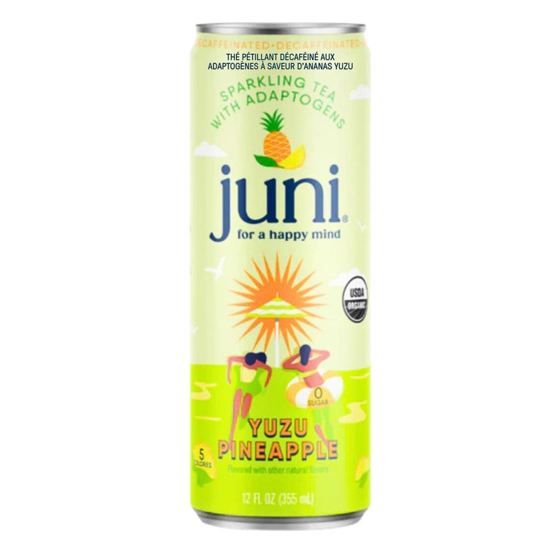Juni Sparkling Decaffeinated Adaptogenic Tea Yuzu Pineapple, 355 ml