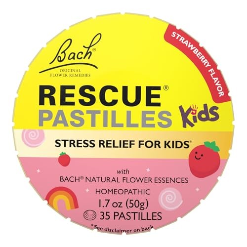 RESCUE Kids Pastilles, Natural Strawberry Flavor, Stress Relief for Children, Calming Aid, Homeopathic, Flower Essences