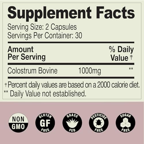 Moove Bovine Colostrum Capsules 1,000mg, Grass-Fed Dutch Cows 60 Capsules