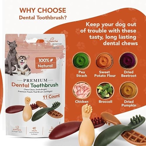 ReThink Pet Premium Dental Toothbrush Treats for Dogs