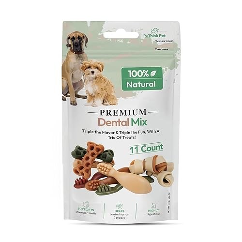 ReThink Pet Premium Dental Mix, All Natural Dog Treats with Dental Toothbrush, Honeycomb.