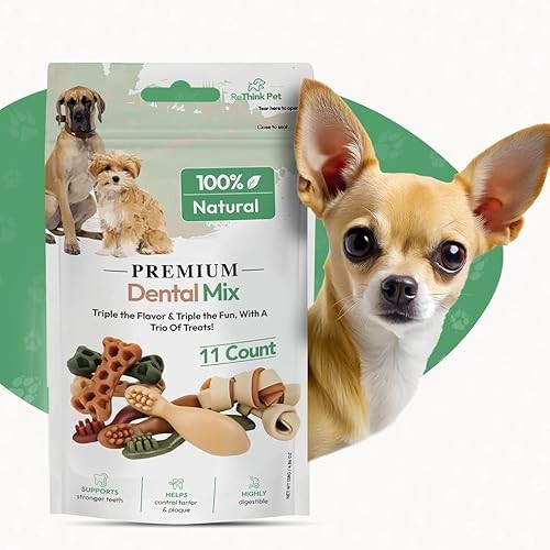 ReThink Pet Premium Dental Mix, All Natural Dog Treats with Dental Toothbrush, Honeycomb.
