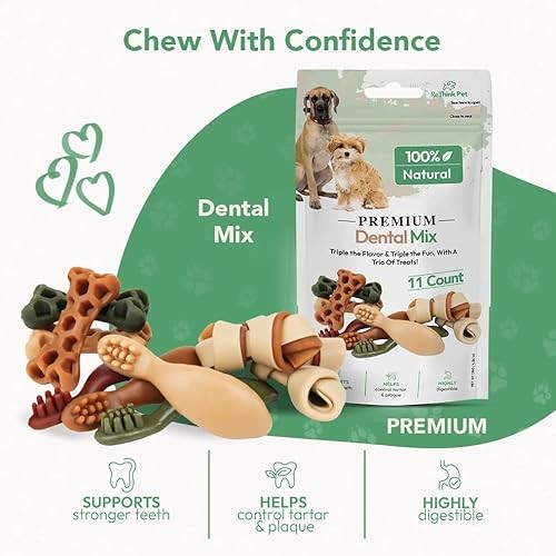 ReThink Pet Premium Dental Mix, All Natural Dog Treats with Dental Toothbrush, Honeycomb.