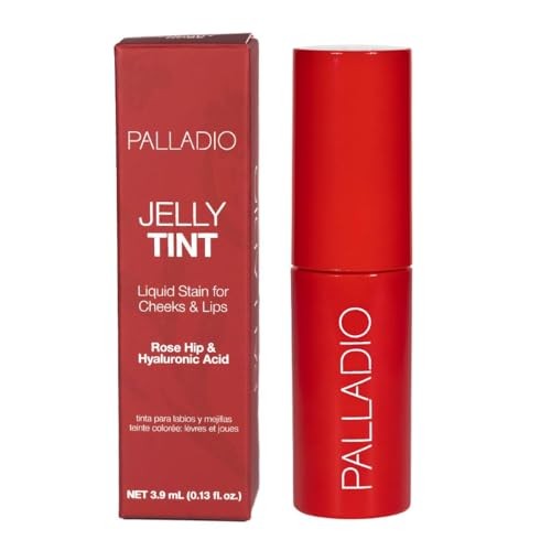 Palladio Jelly Tint, Liquid Stain for Cheeks & Lips Cherry Rose