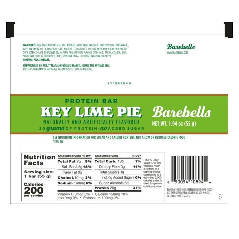 Barebells Key Lime Pie Protein Bar, 20 g Protein, 1.94 oz