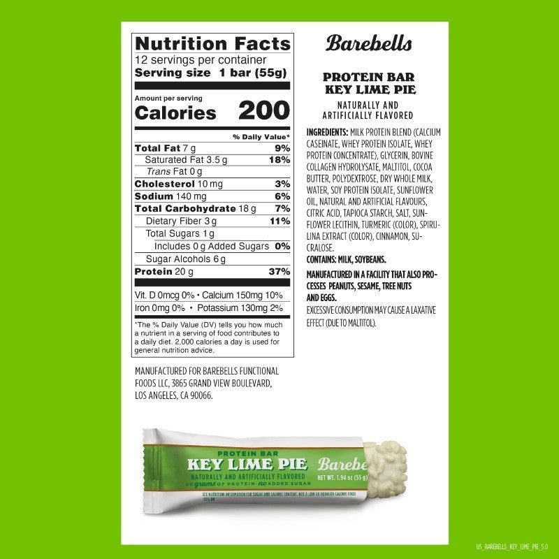 Barebells Key Lime Pie Protein Bar, 20 g Protein, 1.94 oz
