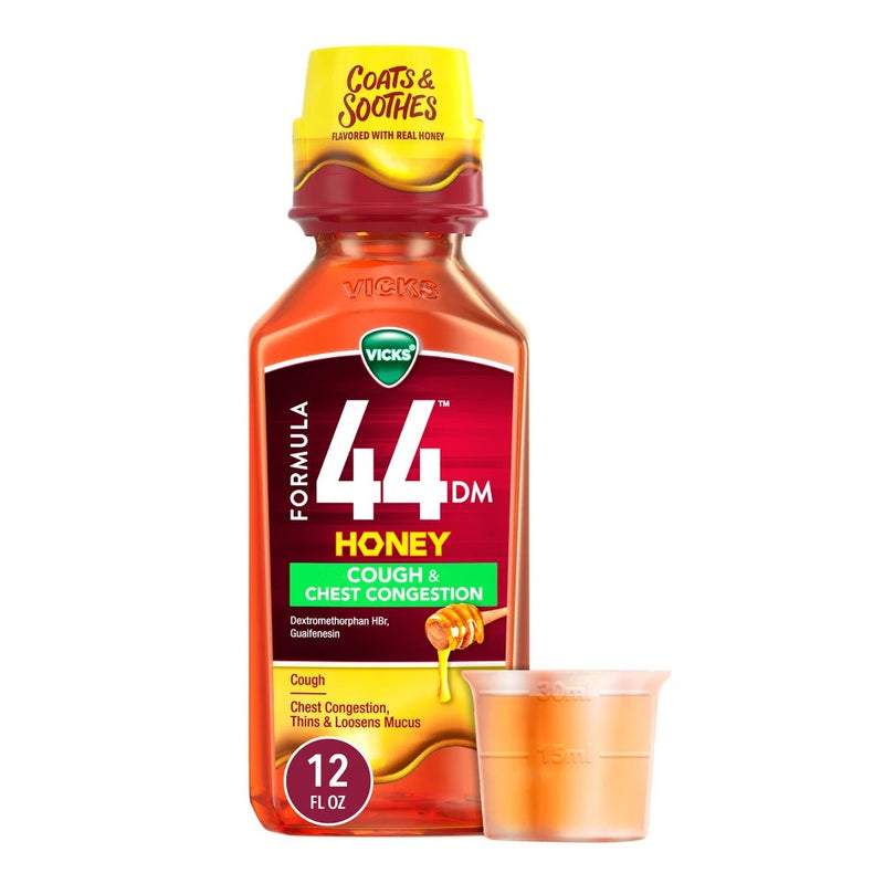 Vicks Formula 44DM Cough & Chest Congestion Syrup Honey - 12 Fl Oz