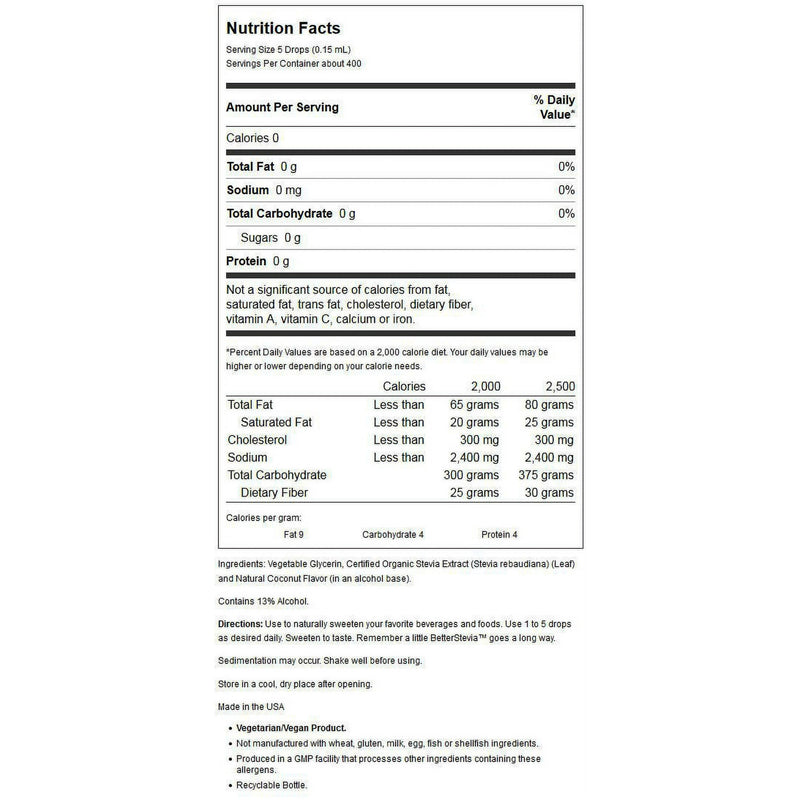 Now Better Stevia Coconut Liquid 2oz