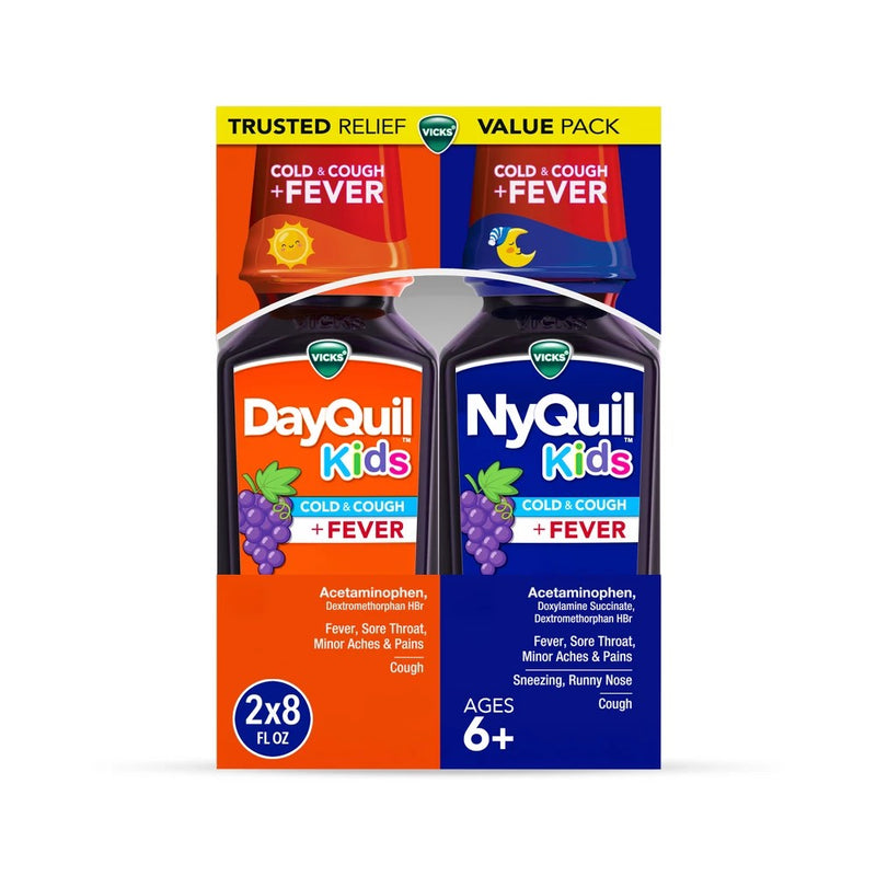 Vicks Kids' Combo Cold & Cough + Fever Syrup Grape - 16 Fl Oz