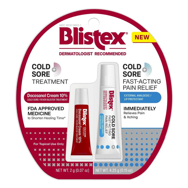 Blistex Cold Sore/Fever Blister and Fast-Acting Pain Relief Cream - Docosanol - 0.22oz/2ct