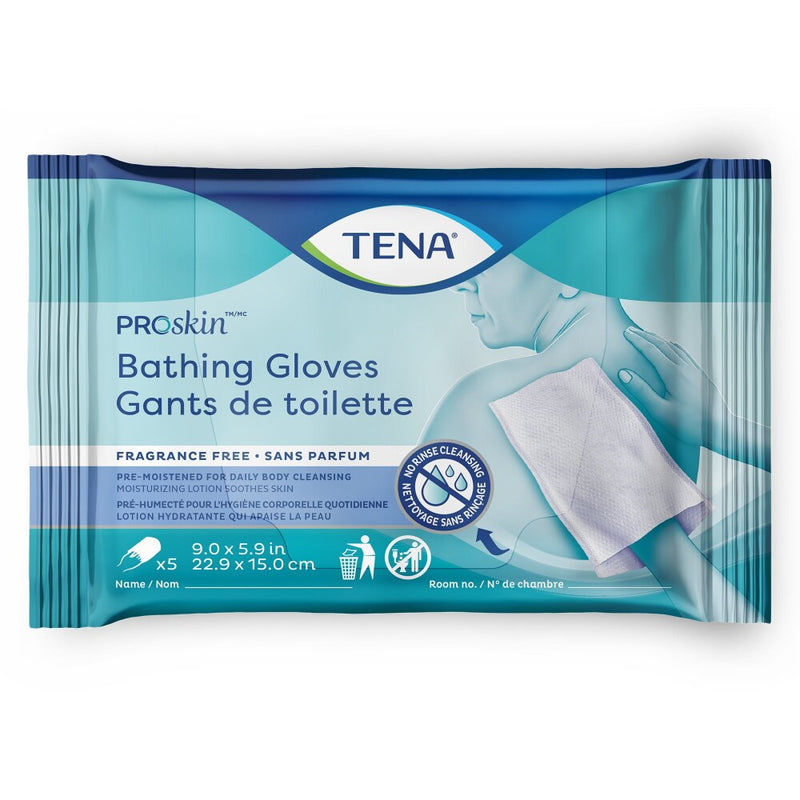 Tena ProSkin Bathing Glove Washcloth Wipes, 5.9 x 9 in, 5 ct