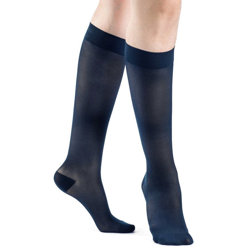Sigvaris Style Sheer Women's Calf Compression Stockings, 15-20 mmHg, Warm Sand, Large Long