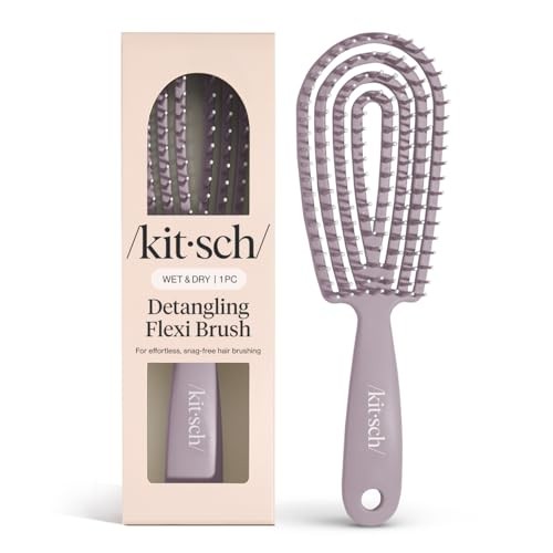Kitsch Detangler Brush – Flexible Curly Hair Brush for Women, Men & Kids | Detangling Hairbrush with Bendable Frame and Ultra-Smooth Bristles for We