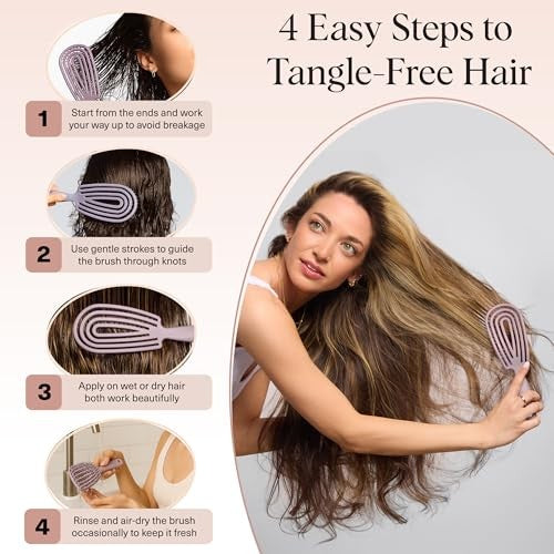 Kitsch Detangler Brush – Flexible Curly Hair Brush for Women, Men & Kids | Detangling Hairbrush with Bendable Frame and Ultra-Smooth Bristles for We