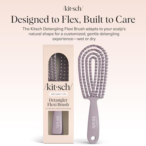 Kitsch Detangler Brush – Flexible Curly Hair Brush for Women, Men & Kids | Detangling Hairbrush with Bendable Frame and Ultra-Smooth Bristles for We