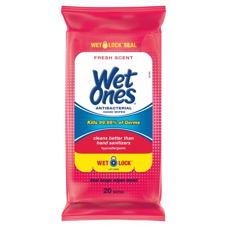 Wet Ones Hands & Face Antibacterial Wipes, Travel Pack, Fresh Scent