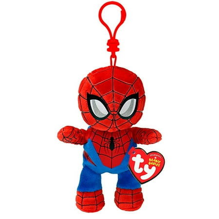 TY Marvel Beanie Baby Clip Spider Man 4 inch