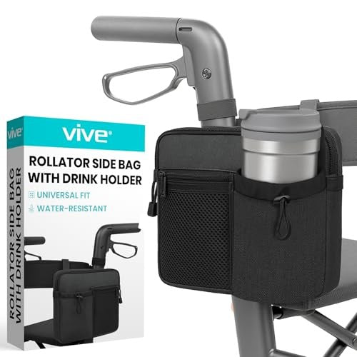 Vive Rollator Walker Side Bag with Drink Holder