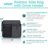 Vive Rollator Walker Side Bag with Drink Holder