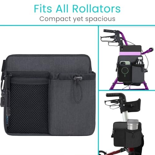 Vive Rollator Walker Side Bag with Drink Holder