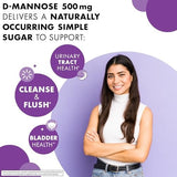 BlueBonnet Nutrition D-Mannose 500 Mg – Fast Acting Urinary Tract Support for Men & Women* - Non-GMO, Vegan, Kosher, Gluten-Free - 90 Vegetable Caps