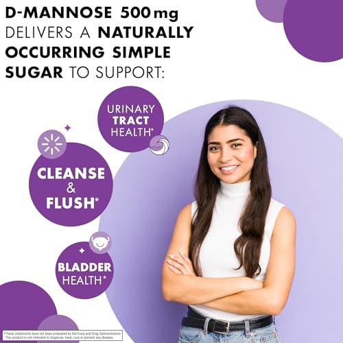 BlueBonnet Nutrition D-Mannose 500 Mg – Fast Acting Urinary Tract Support for Men & Women* - Non-GMO, Vegan, Kosher, Gluten-Free - 90 Vegetable Caps