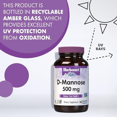BlueBonnet Nutrition D-Mannose 500 Mg – Fast Acting Urinary Tract Support for Men & Women* - Non-GMO, Vegan, Kosher, Gluten-Free - 90 Vegetable Caps