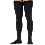 Jobst For Men Dotted Thigh High 15-20 Mm Hg Compression Socks, Closed Toe, Black, Large