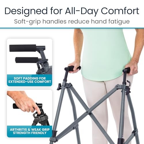 Vive Lightweight Narrow Foldable Rolling Walker for Seniors with Wheels