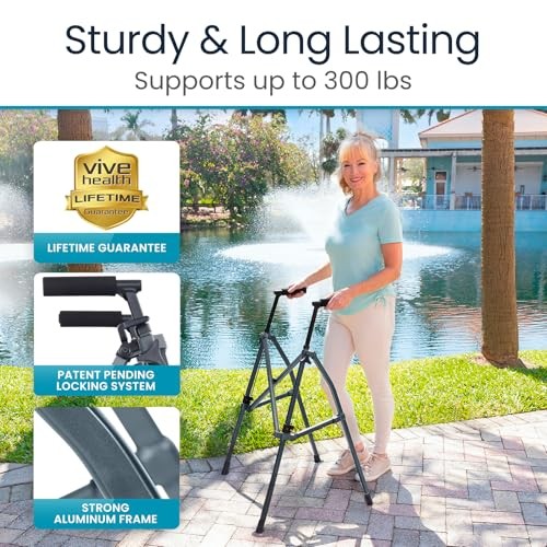 Vive Lightweight Narrow Foldable Rolling Walker for Seniors with Wheels
