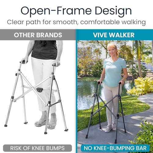 Vive Lightweight Narrow Foldable Rolling Walker for Seniors with Wheels