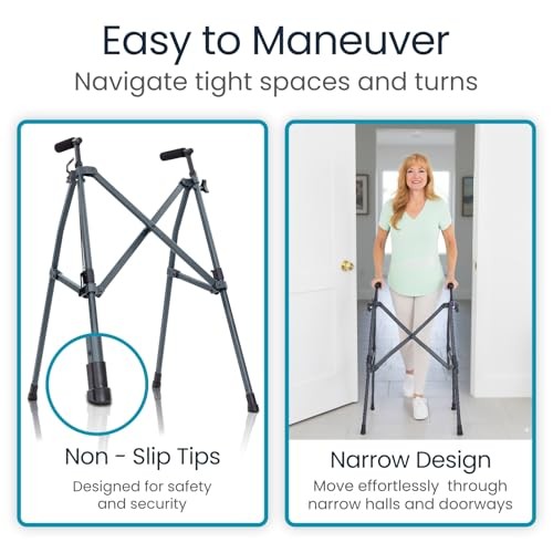 Vive Lightweight Narrow Foldable Rolling Walker for Seniors with Wheels