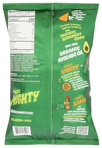Zack'S Mighty Organic Avocado Oil Tortilla Chips - Jalapeño Lime, 7.5 Oz