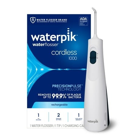 Waterpik Cordless 1000 Portable Water Flosser ADA Accepted White and Blue