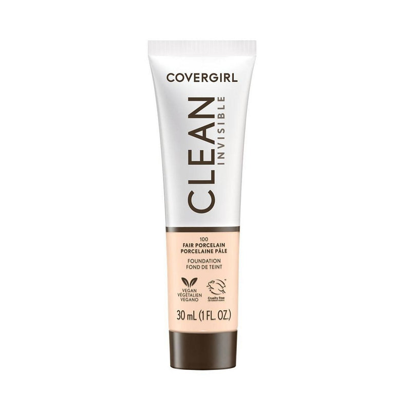 Covergirl Clean Invisible, Foundation, Blendable Formula, Buildable Coverage, Lightweight, Natural Finish, Non-Comedogenic 30ml