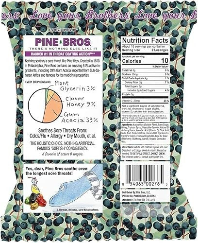 Pine Bros. Sore Throat Drops, 30 Count (Elderberry)