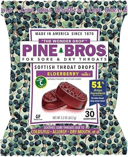 Pine Bros. Sore Throat Drops, 30 Count (Elderberry)