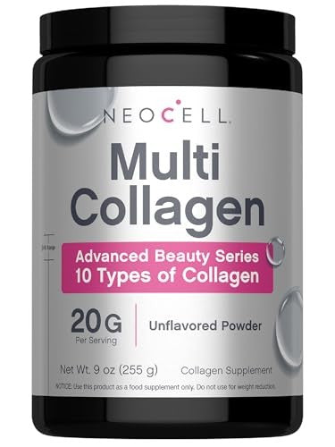 NeoCell Neo Cell Super Multi Collagen Peptides Powder 9 Oz 10 Types of Collagen Skin, Hair and Nails Beauty Supplement Unflavored Powder for Women