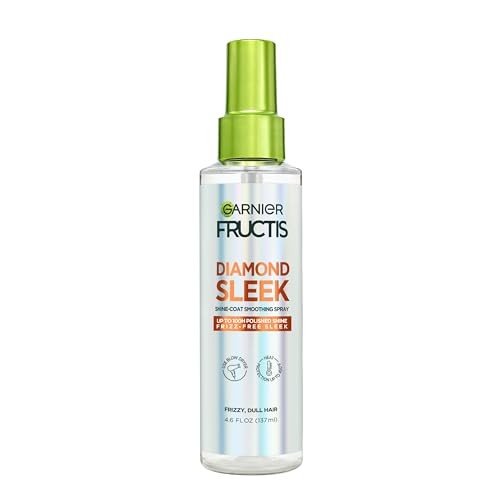 Garnier Fructis Diamond Sleek Hair Shine Spray, Frizz Control and Heat Protectant 4.6 Fl Oz