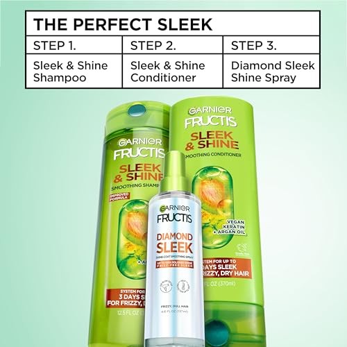 Garnier Fructis Diamond Sleek Hair Shine Spray, Frizz Control and Heat Protectant 4.6 Fl Oz