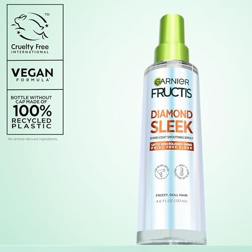 Garnier Fructis Diamond Sleek Hair Shine Spray, Frizz Control and Heat Protectant 4.6 Fl Oz
