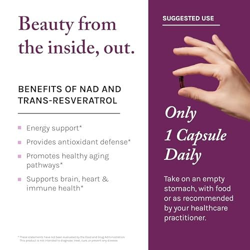 Reserveage NAD and Resveratrol Plus 1000 mg 30 Veggie Capsules