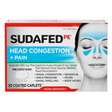 Sudafed PE Head Congestion + Pain Relief Caplets, 20 ct