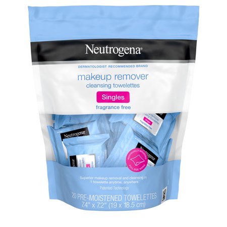 Neutrogena Makeup Remover Cleansing Towelettes, Fragrance Free, 20ct