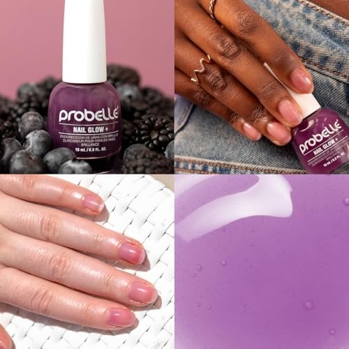 Probelle Nail Glow + Nail Strengthener and Hardener with Sheer Jelly Tint, Hard to Resist Ultra Glowy Nail Shine