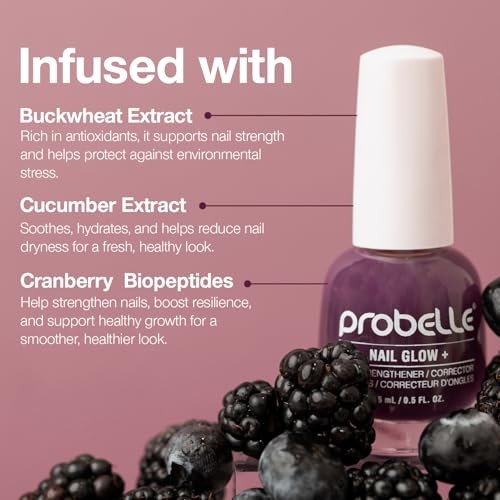 Probelle Nail Glow + Nail Strengthener and Hardener with Sheer Jelly Tint, Hard to Resist Ultra Glowy Nail Shine