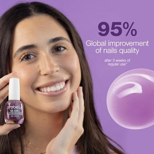 Probelle Nail Glow + Nail Strengthener and Hardener with Sheer Jelly Tint, Hard to Resist Ultra Glowy Nail Shine