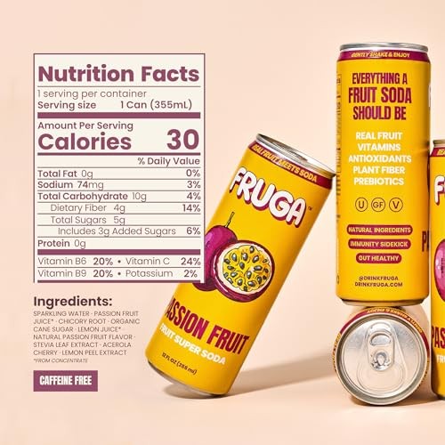 Fruga Passion Fruit Sparkling Prebiotic Soda 12 fl oz