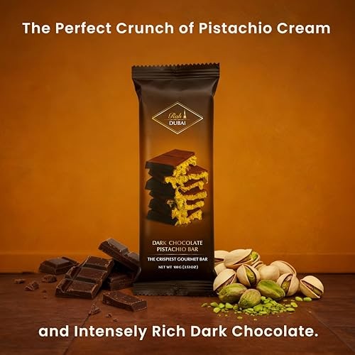 Rah Dark Dubai Chocolate Bar Pistachio 100g, Gourmet Chocolate Bar 3.5oz